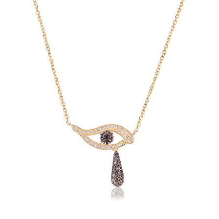 EMILIANO JEWELLERY 925 AYAR GÜMÜŞ ZİRKON TAŞLI GÖZ KOLYE