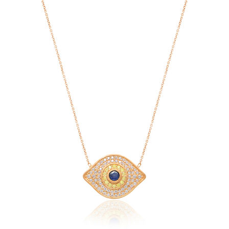 EMILIANO JEWELLERY SİLVER 925 AYAR ZİRKON TAŞLI GÖZ DESENLİ KOLYE