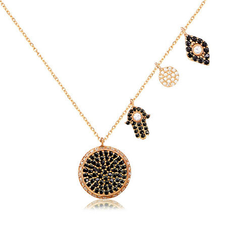 EMILIANO JEWELLERY 925 AYAR GÜMÜŞ TAŞLI OBLİLER KOLYE