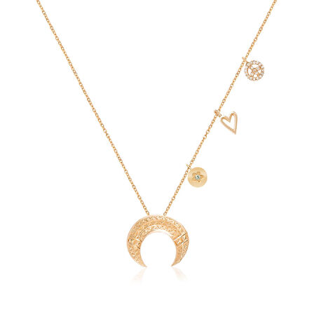 EMILIANO JEWELLERY 925 AYAR AY OBJELİ KOLYE