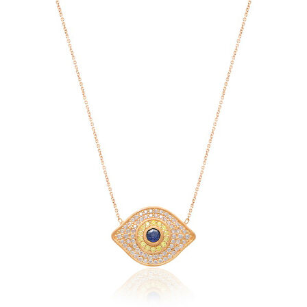 EMILIANO JEWELLERY SİLVER 925 AYAR ZİRKON TAŞLI GÖZ DESENLİ KOLYE