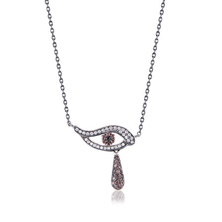EMILIANO JEWELLERY 925 AYAR GÜMÜŞ ZİRKON TAŞLI GÖZ KOLYE