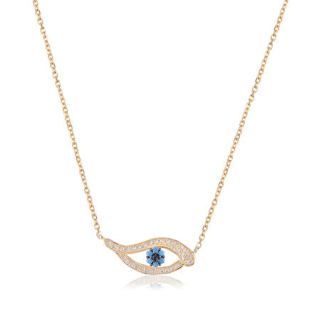 EMILIANO JEWELLERY SİLVER 925 AYAR ZİRKON TAŞLI GÖZ DESENLİ KOLYE