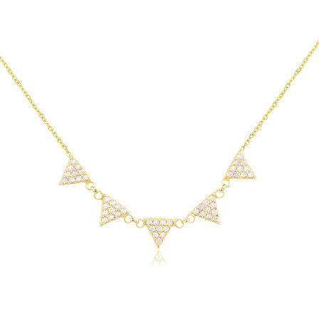 EMILIANO JEWELLERY 925 AYAR GÜMÜŞ ZİRKON TAŞLI ÜÇGEN KOLYE