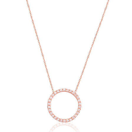 EMILIANO JEWELLERY 925 AYAR ZİRKON TAŞLI YUVARLAK KOLYE