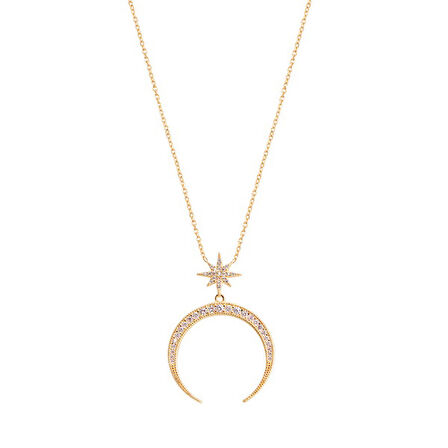 EMILIANO JEWELLERY 925 AYAR GÜMÜŞ TAŞLI BOYNUZ KOLYE