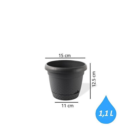 Omnipazar KRS Dekoratif İnci Bitki Çiçek Saksı Takımı 5'li Set Antrasit