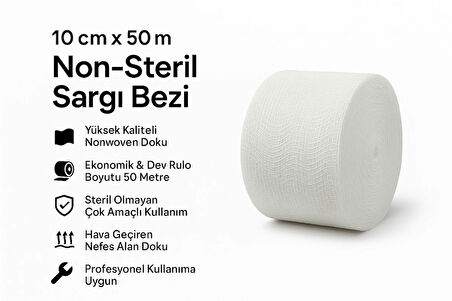 Non-Steril Sargı Bezi – Pansuman Sabitleme Bandajı 10cmx50m 