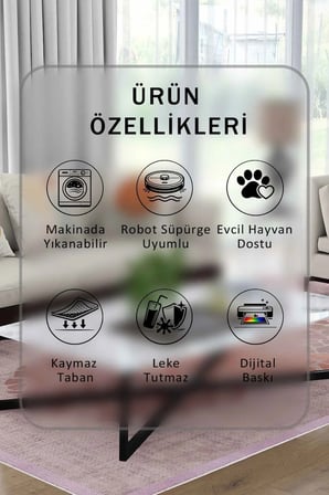 Yıkanabilir Kaymaz Taban Dijital Baskılı Halı ve Yolluk – Leke Tutmaz Salon & Mutfak Halısı