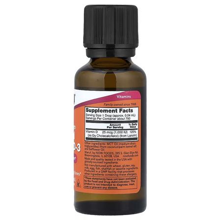 Extra Strength Liquid Vitamin D3 -1000 IU drop Helps Maintains Strong Bones 30 mL.