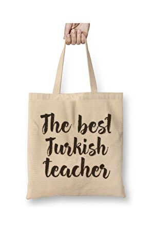 Türkçe Öğretmeni Öğretmenler Günü Beyaz Bez Çanta Öğretmene Hediye