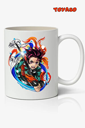 Tanjiro Kamado Demon Slayer İblis Keser Anime Beyaz Kupa Bardak Sevgiliye Arkadaşa Hediye
