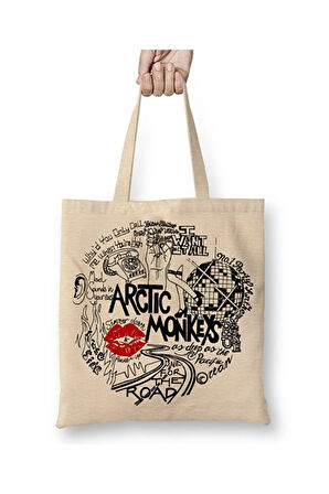 Arctic Monkeys Songs Beyaz Bez Çanta Uzun Saplı Alışveriş Çantası Plaj Çantası