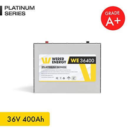 WERER ENERGY 36V 400Ah LiFePO4 Platinum Series Bluetooth'lu Lityum Demir Fosfat Akü 