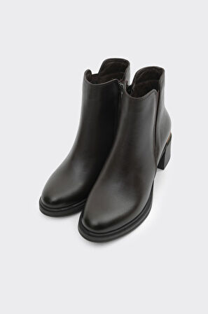 Hakiki Deri Fermuarlı Kadın Bot 