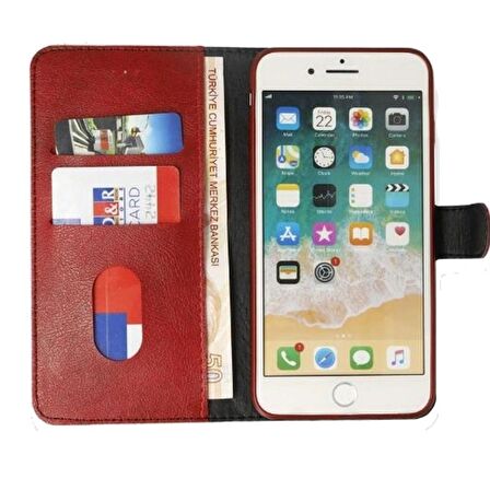 Gpack Apple iPhone X Kılıf LocaL Cüzdan Standlı Kartvizitli