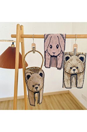 Petityu Şirin Sıcak Tutan Çocuk Atkı - Bunnies In Town Pembe Tavşan