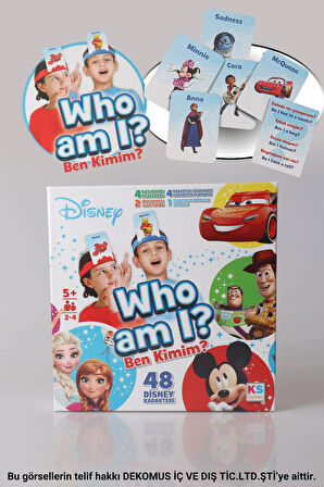 DEKOMUS İLE 48 ADET DISNEY KARAKTERİ WHO I AM ? (BEN KİMİM ?) İNGİLİZCE OYUN KARTI 