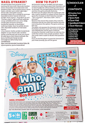 DEKOMUS İLE 48 ADET DISNEY KARAKTERİ WHO I AM ? (BEN KİMİM ?) İNGİLİZCE OYUN KARTI 