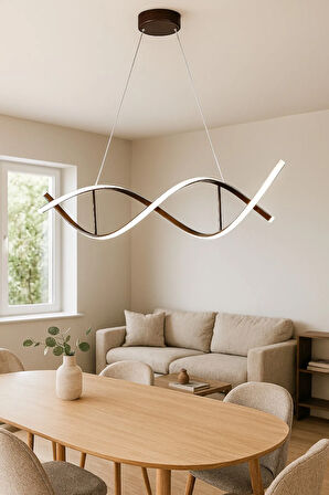 Lumora Kahverengi Modern Tasarım Beyaz Ledli Cafe - Mutfak - Salon 2 Li Led Avize