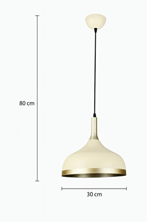 Cosmos Krem Içi Gold Özel Tasarım Modern Dekoratif Cafe Mutfak Salon Sarkıt Tekli Avize (AMPULSÜZ)