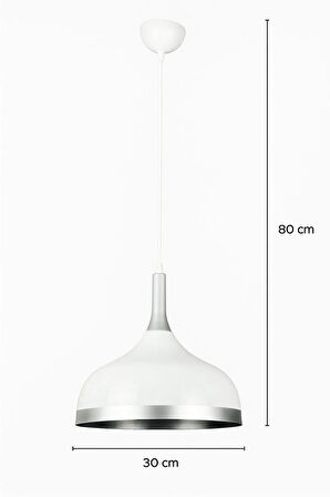 Cosmos Beyaz Içi Gümüş Özel Tasarım Modern Dekoratif Cafe Mutfak Salon Sarkıt Tekli Avize (AMPULSÜZ)