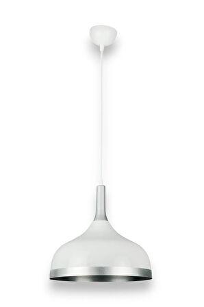 Cosmos Beyaz Içi Gümüş Özel Tasarım Modern Dekoratif Cafe Mutfak Salon Sarkıt Tekli Avize (AMPULSÜZ)