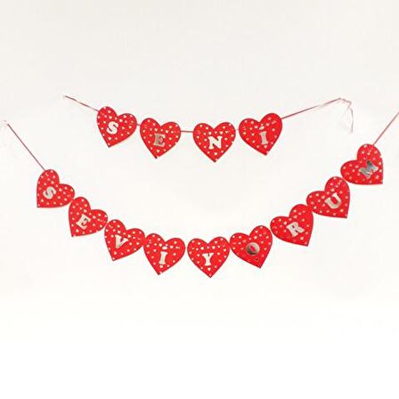 SENİ SEVİYORUM KALP BANNER KIRMIZI