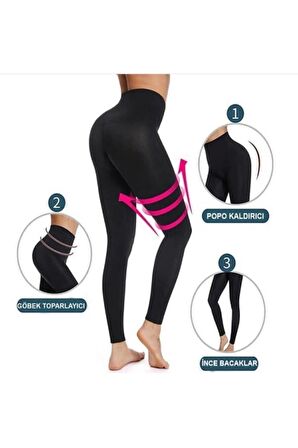 Kadın Yüksek Bel Toparlayıcı Sıkılaştırıcı Ağraflı Korse Tayt 3 Kademeli Korse Tayt