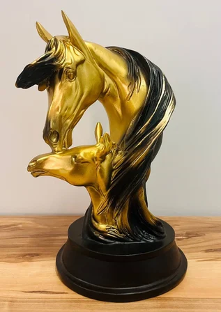  At ve Yavrusu Biblo Kırılmaya Dayanıklı 1. Kalite Salon & Ofis Heykeli  (28 cm)