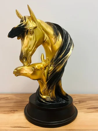  At ve Yavrusu Biblo Kırılmaya Dayanıklı 1. Kalite Salon & Ofis Heykeli  (28 cm)