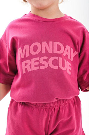 Kabartma Baskılı T-shirt ve Şort Alt Üst Kız Çocuk Takım (18 ay-12 Yaş)