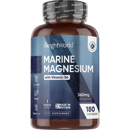 Marine Magnesium + Vitamin B6 -360mg 180  Capsules