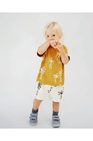 Laciel Palmiye Detaylı Şort ve Tshirt Takım