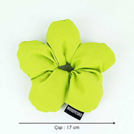 WoodyCord El Yapımı Fıstık Yeşili Pofuduk Scrunchie Toka - Enerjik ve Hacimli