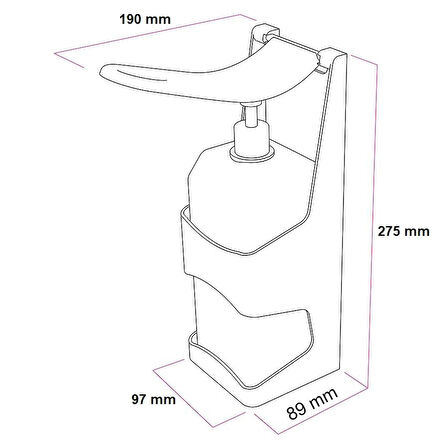 Omniwash Plastik Dirsek Basmalı Dezenfektan Dispenseri 1000 ml