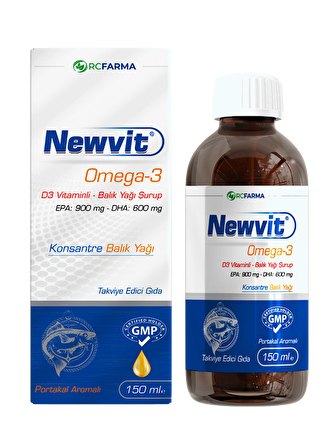 NEWVİT OMEGA-3,D3 VİTAMİNLİ ŞURUP 150 ML