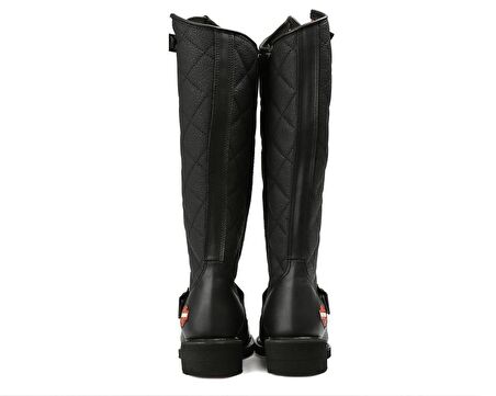 Black Hakiki Deri Kadın Bot & Bootie HD0777005803