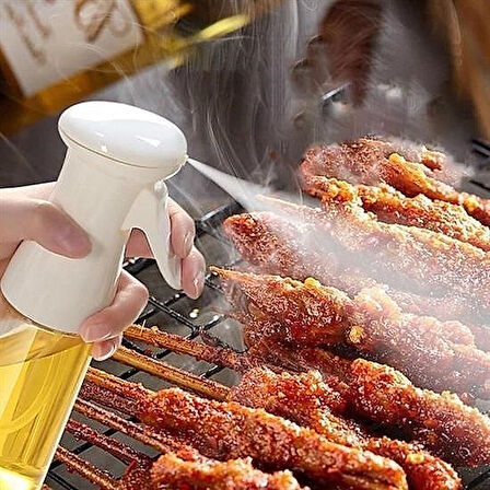 Püskürtmeli Cam Sprey Yağdanlık Sosluk Sirkelik Şişesi Beyaz 200 ml