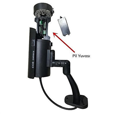 Caydırıcı Güvenlik Kamera Maketi – İç/Dış Mekan, LED Işıklı, Pil ile Çalışır
