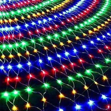 1x2 Metre File Ağ Perde LED, 192 LED'li 8 Animasyonlu RGB Dekorasyon Işığı (Fişli)