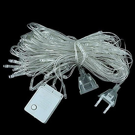 1x2 Metre File Ağ Perde LED, 192 LED'li 8 Animasyonlu RGB Dekorasyon Işığı (Fişli)