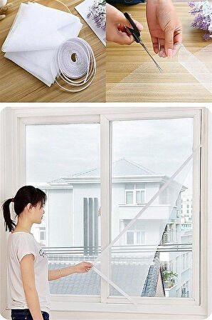 üm Pencere ve Kapılara Uyumlu Tek Kanat Sinekliği 70x125 cm Cırt Cırtlı