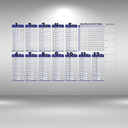 100x56 cm Statik Akıllı Kağıt İngilizce Çarpım Tablosu Silgili Kalemli