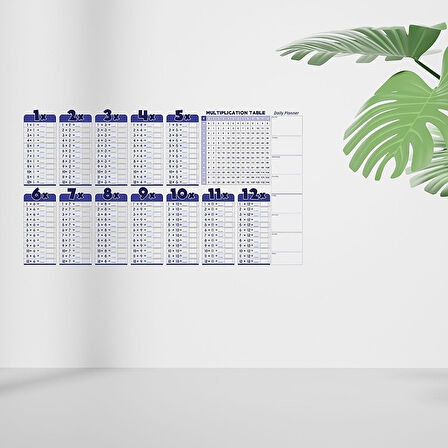 100x56 cm Statik Akıllı Kağıt İngilizce Çarpım Tablosu Silgili Kalemli