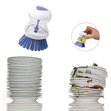 Deterjan Hazneli Bulaşık Yıkama Fırçası Pratik Bulaşık Süngeri