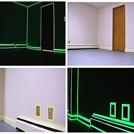 Karanlıkta Işık Veren Fosforlu Yeşil Şerit Bant – 4 Metre, Yansıtıcı ve Yapışkanlı