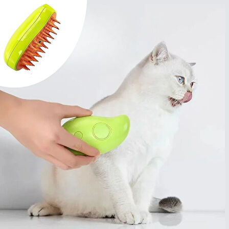 Buharlı Kedi ve Köpek Tarağı, Yumuşak Silikon Uçlu Tüy Tarama ve Yıkama Fırçası