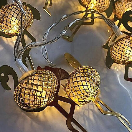 2 Metre Pilli İnce Tel Led Işık Zinciri – 10’lu Flamingo Dekoratif Parti Aydınlatma