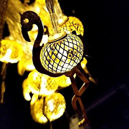 2 Metre Pilli İnce Tel Led Işık Zinciri – 10’lu Flamingo Dekoratif Parti Aydınlatma